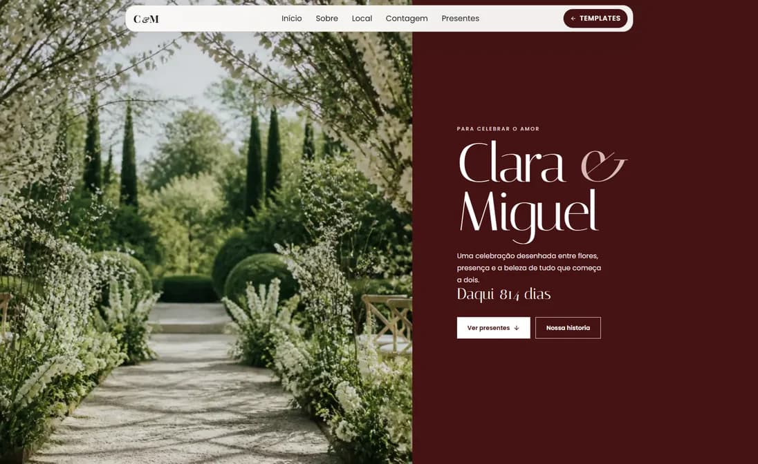 Prévia do template Burgundy Aisle
